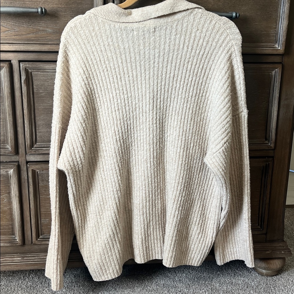 American Eagle Outfitters Cream Ribbed Button Down Sweater - Picture 4 of 4